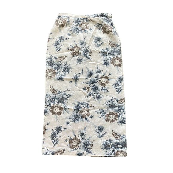 paul harris Dresses & Skirts - Vintage 90s Y2K, beige and blue floral linen maxi skirt